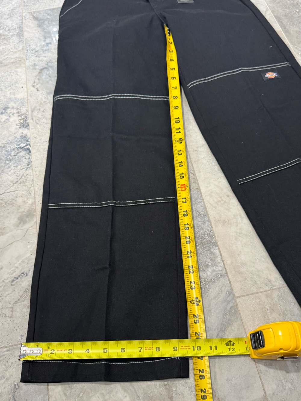 Dickies Women's Black Wide Leg Pants with Contrast Stitching - Picture 4 of 7
